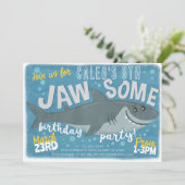 Shark Jawsome onder de Zee verjaardagsuitnodiging Kaart (Staand voorkant)