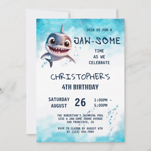 Shark Jawsome onder het Zee verjaardagsfeest Kaart (Voorkant)