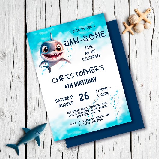 Shark Jawsome onder het Zee verjaardagsfeest Kaart