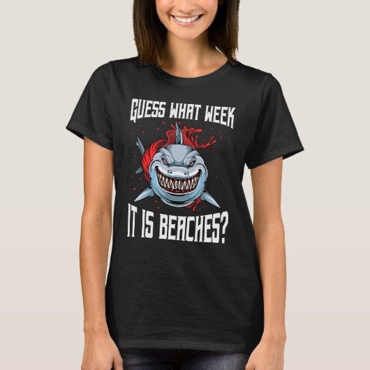 Shark Joke raad eens in welke week het Sarcastisch T-shirt (Voorkant)