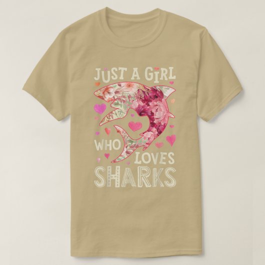 Shark Just a Girl, die van haaienvlees houdt, Dier T-shirt (Design voorkant)