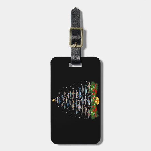 Shark kerstboom, haaienlovers bagagelabel (Voorkant verticaal)