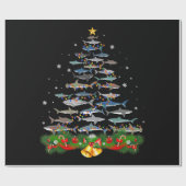 Shark kerstboom, haaienlovers cadeaupapier (Vlak)