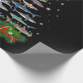 Shark kerstboom, haaienlovers cadeaupapier (Hoek)