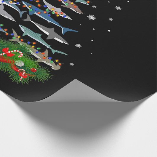 Shark kerstboom, haaienlovers cadeaupapier (Hoek)