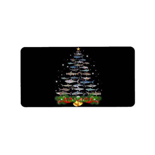 Shark kerstboom, haaienlovers etiket (Voorkant)
