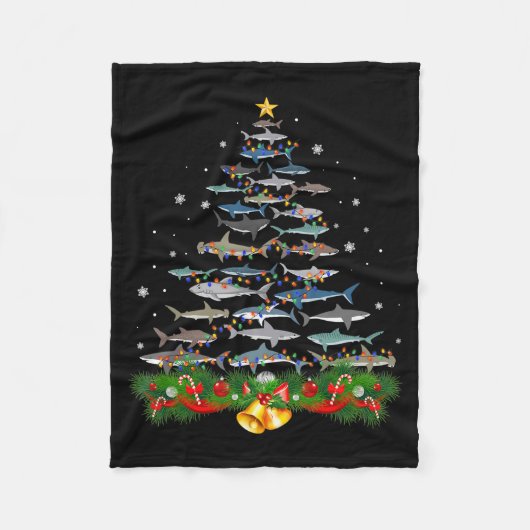 Shark kerstboom, haaienlovers fleece deken (Voorkant)