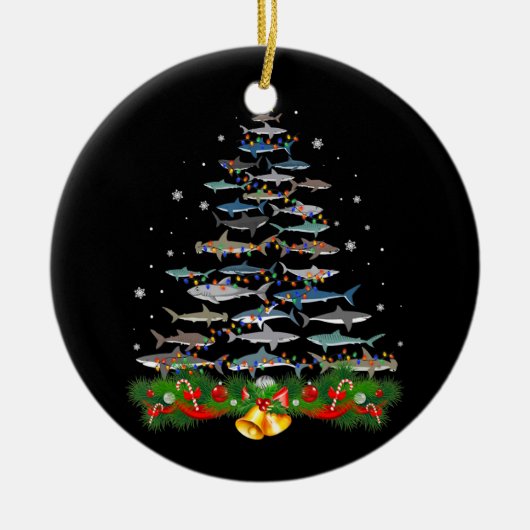 Shark kerstboom, haaienlovers keramisch ornament (Voorkant)