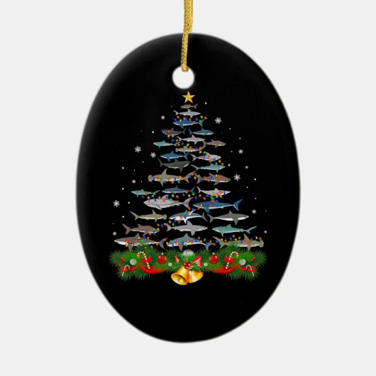 Shark kerstboom, haaienlovers keramisch ornament (Voorkant)