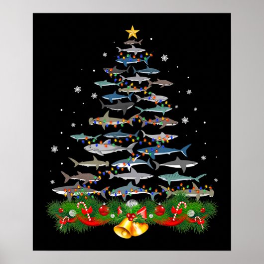 Shark kerstboom, haaienlovers poster (Voorkant)