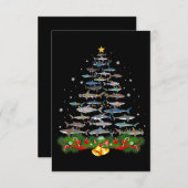 Shark kerstboom, haaienlovers RSVP kaartje (Voorkant / Achterkant)