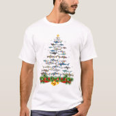 Shark kerstboom, haaienlovers t-shirt (Voorkant)