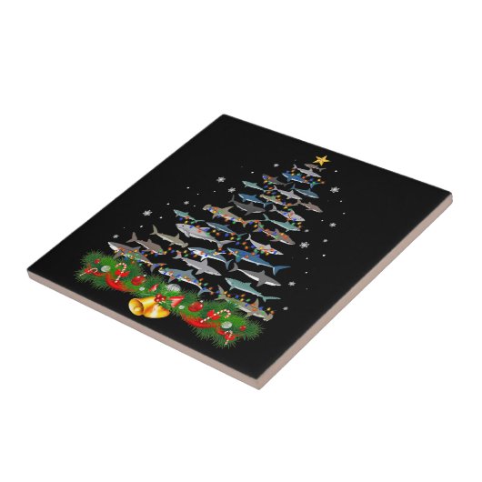 Shark kerstboom, haaienlovers tegeltje (Zijkant)