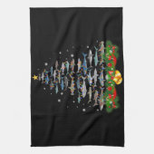 Shark kerstboom, haaienlovers theedoek (Verticaal)