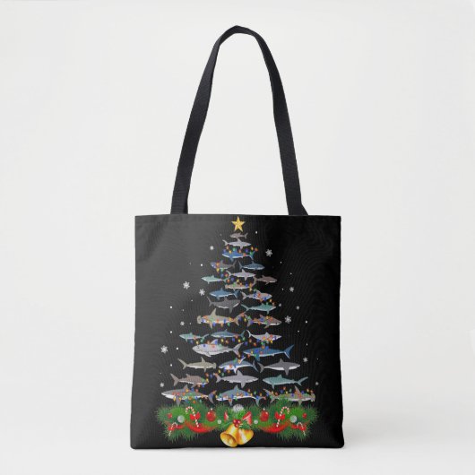 Shark kerstboom, haaienlovers tote bag (Voorkant)