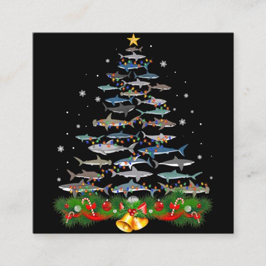 Shark kerstboom, haaienlovers vierkante visitekaartje (Voorkant)