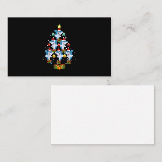 Shark kerstboomversiering Santa Funny Xmas Pa Informatiekaartje (Voorkant / Achterkant)