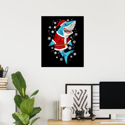 Shark kerstcadeautjes Kinder kerstkerstkerstfeestj Poster (Thuiskantoor)
