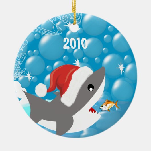Shark Kerstfamilie Foto-versiering Keramisch Ornament (Achterkant)