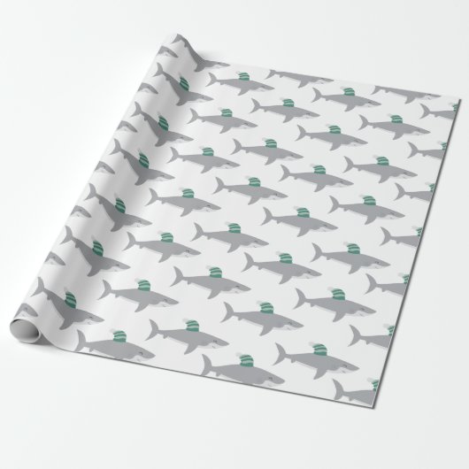 Shark Kerstmis Cadeaupapier (Uitgerold)
