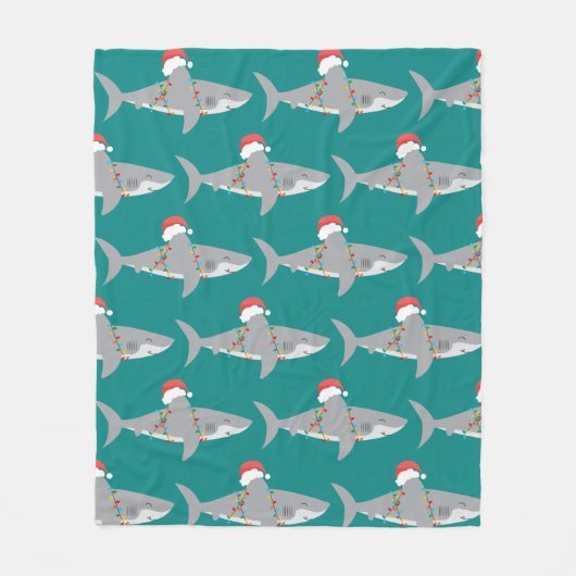 Shark Kerstmis Fleece Deken (Voorkant)