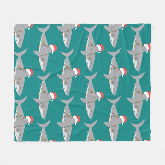 Shark Kerstmis Fleece Deken (Voorkant (Horizontaal))
