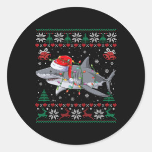 Shark kerstpajama met Dierenvriend van Santa Zee Ronde Sticker