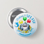 Shark Kids Verjaardag Pool Party Ronde Button 5,7 Cm (Voorkant /achterkant)