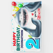 Shark Kids Verjaardag Spandoek (Verticaal)