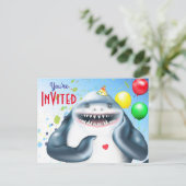 Shark Kids verjaardagsuitnodiging Briefkaart (Staand voorkant)