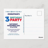 Shark Kids verjaardagsuitnodiging Briefkaart (Achterkant)