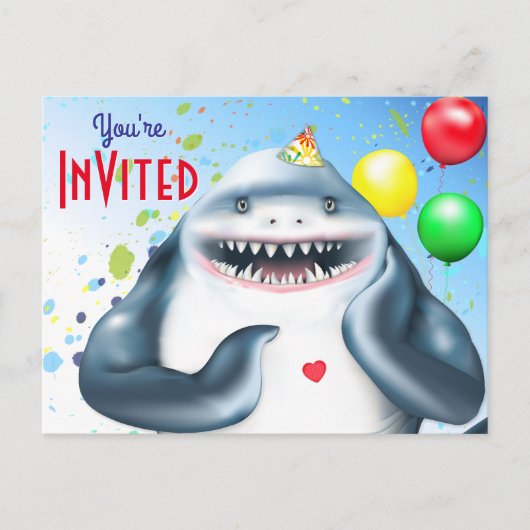 Shark Kids verjaardagsuitnodiging Briefkaart (Voorkant)