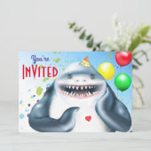 Shark Kids verjaardagsuitnodiging Kaart (Staand voorkant)