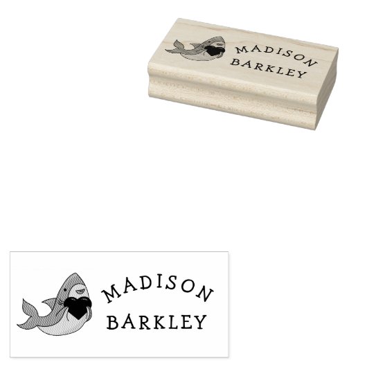 Shark Kind Cute Kawaii Naam Rubber Stempel (Gestempeld)