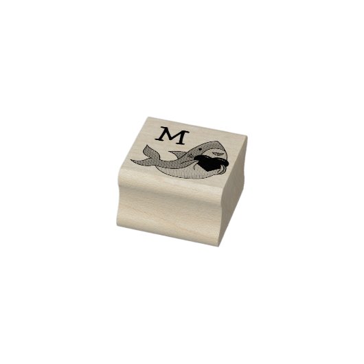 Shark Kind Schattige Kawaii Monogram Initiaal Rubberstempel (Stempel)