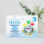 Shark Kinder Pool Party Kaart (Staand voorkant)