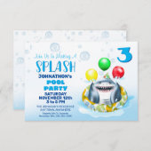 Shark Kinder Pool Party Kaart (Voorkant / Achterkant)