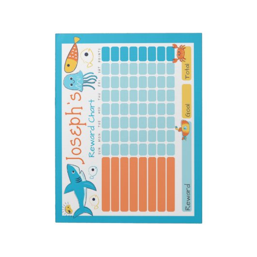 Shark Kinder Reward Chart voor Daily Routine Chore Notitieblok (Linkerzijde)