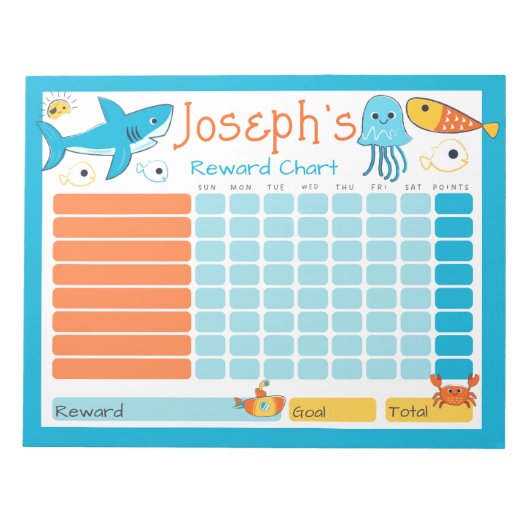Shark Kinder Reward Chart voor Daily Routine Chore Notitieblok (Voorkant)