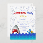 Shark krachtens de zee 9e verjaardagsfeestuitnodig briefkaart (Voorkant / Achterkant)