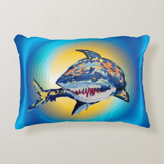 Shark "Kunst van kinderen" Accent Kussen (Voorkant)