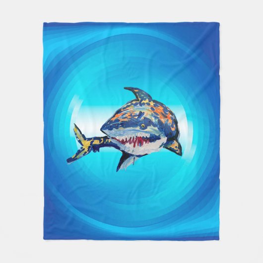 Shark "Kunst van kinderen" Fleece Deken (Voorkant)
