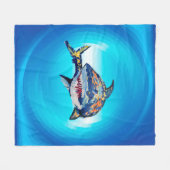 Shark "Kunst van kinderen" Fleece Deken (Voorkant (Horizontaal))