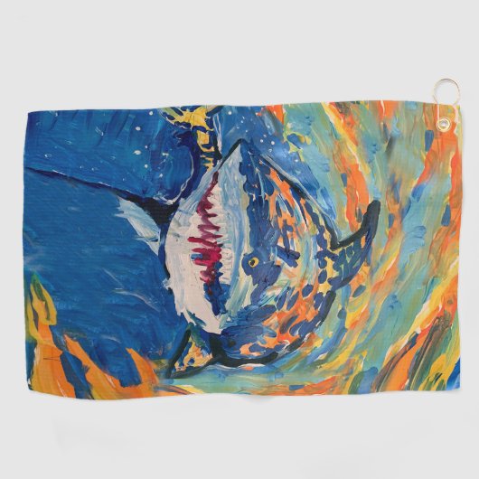 Shark "Kunst van kinderen" Golfhanddoek (Horizontaal)