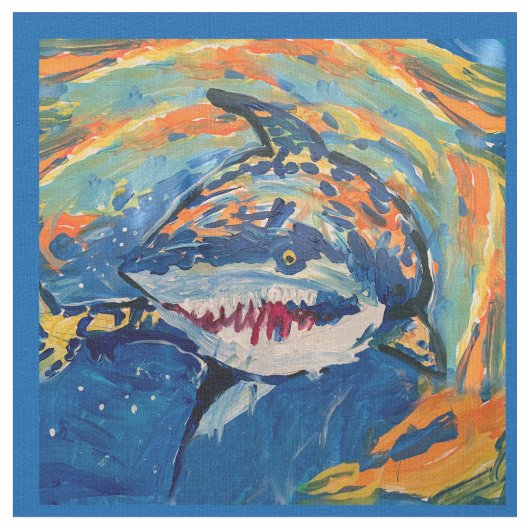 Shark "Kunst van kinderen" Stof (Close Up)