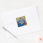 Shark "Kunst van kinderen" Vierkante Sticker (Envelop)