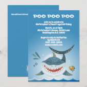 Shark lachende illustratie jongens thema party inv kaart (Voorkant / Achterkant)