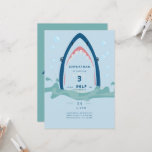 Shark Let's Chomp Kids Birthday Party Invitation Kaart<br><div class="desc">Shark Mouth Open. Laten we op een paar Goodies op de achterkant staan. Uitnodiging voor de verjaardag van de verjaardag.</div>