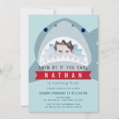 Shark Light Blue Pool Boy Foto Verjaardag Kaart (Voorkant)