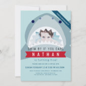 Shark Light Blue Pool Boy Foto Verjaardag Kaart (Voorkant)